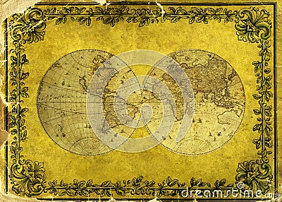 Old paper world map. Stock Photo