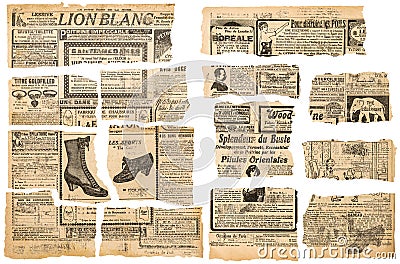 Old papers text Used paper pieces crafting decoupage scrapbooking Stock Photo