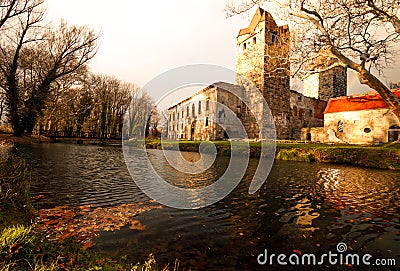 Old park and Castle Pottendorf in Austria Stock Photo