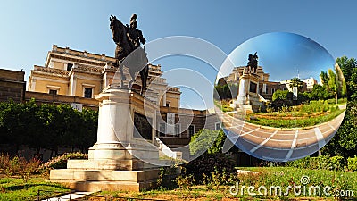 OLD PARLIAMENT / KOLOKOTRONIS STATUE - ATHENS, GREECE Stock Photo