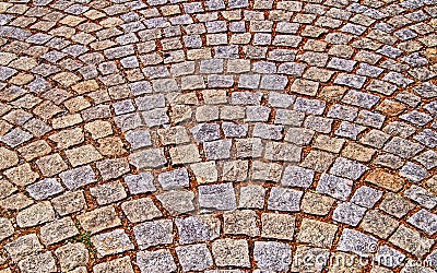 Old pavement from colored stones. Abstract background or texture Stock Photo