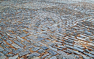 Old pavement from colored stones. Abstract background or texture Stock Photo