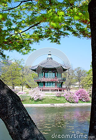 An old pavillion in Seoul, Korea. Stock Photo