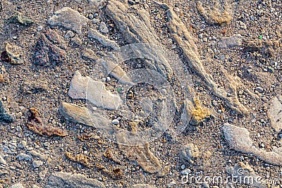 An old paving roadway. Road paved with cobblestones. Stock Photo