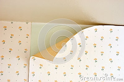 Old Peeling Wallpaper Home Repair Maintenance Stock Photo