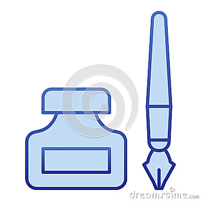 Old pen and ink can color icon. Fountain pen and jar symbol, gradient style pictogram on white background. Office or Vector Illustration