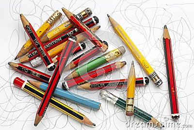 Old Pencils and Scribbles Stock Photo