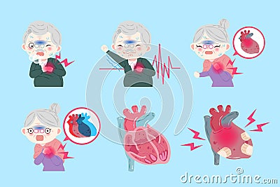 Old peopel with heart attack Vector Illustration