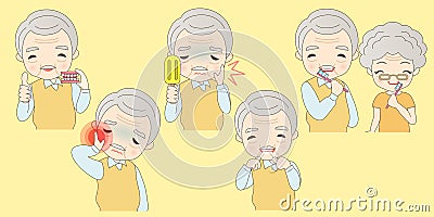 Old people dental care problems Vector Illustration