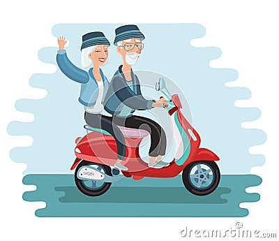 Old people driving scooter vector illustrationg Vector Illustration