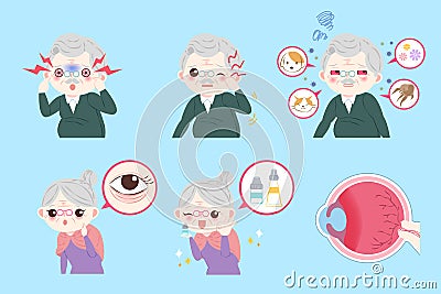 Old people with eye allergy Stock Photo