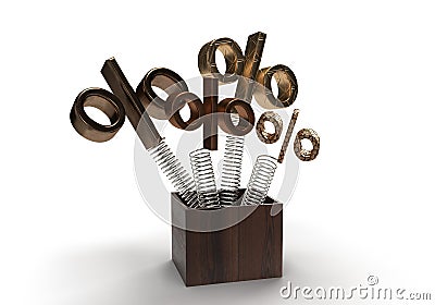 Old percentages sale on springs on isolatej background Stock Photo