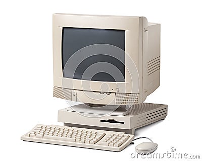 Old personal computer isolated on white background Stock Photo