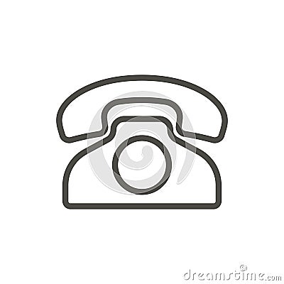 Old phone icon vector. Outline telephone. Line vintage phone symbol. Vector Illustration