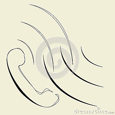 The old phone and sound waves Vector Illustration