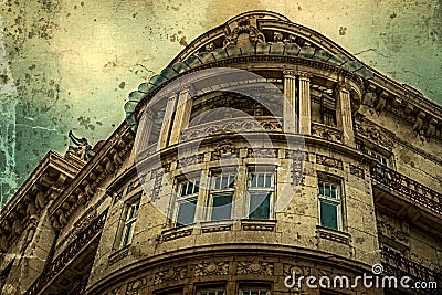 Old photo with facade on classical building. Belgrade, Serbia 5 Stock Photo