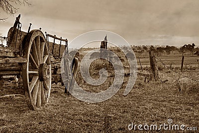Old photo of wagon or cart Stock Photo