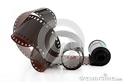 Old photographic 35 mm film, isolated Stock Photo