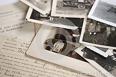 Old Photographs and Documents Stock Photo