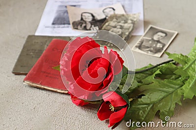 Old photos and war stories: we remember and cherish history. Stock Photo