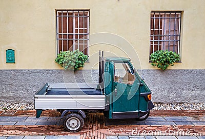 Old Piaggio Ape Car-Albenga,Savona, Liguria, Italy Stock Photo