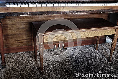 Old Piano With Bench Keys Ivory Ebony Stock Photo
