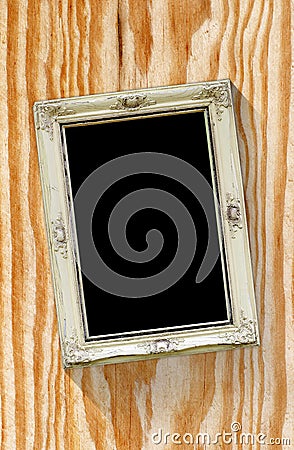 Old picture frame on Wood texture Stock Photo