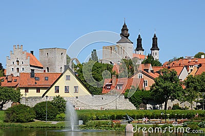 Old and picturesque city of visby Stock Photo