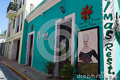 Old, picturesque street of old San Juan, Puerto Rico Editorial Stock Photo