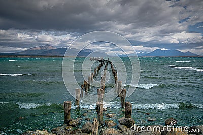 Old pier at the Channel of Last Hope. Stock Photo