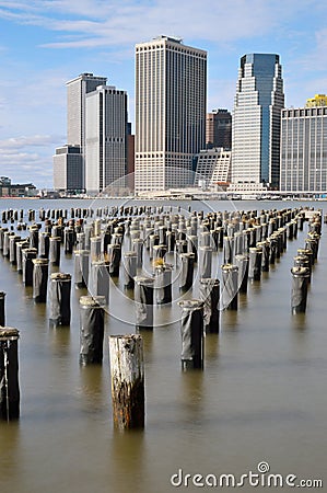 Old pier pylons. Stock Photo