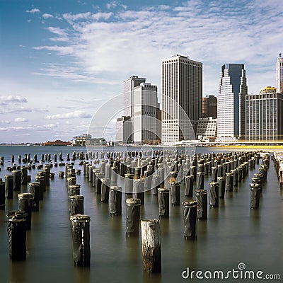 Old pier pylons. Stock Photo