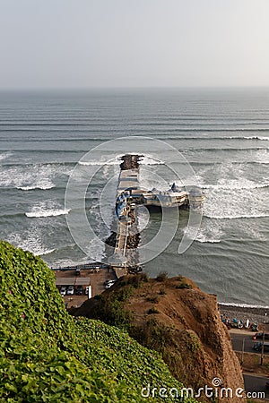 Old pier seen form the cliff Editorial Stock Photo