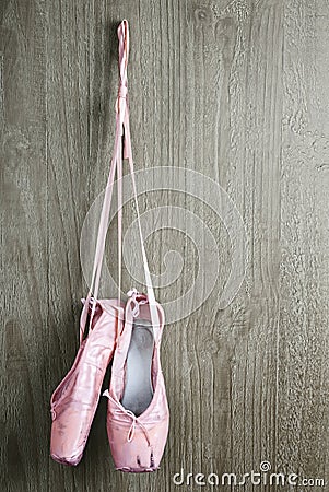 Old pink ballet shoes Stock Photo