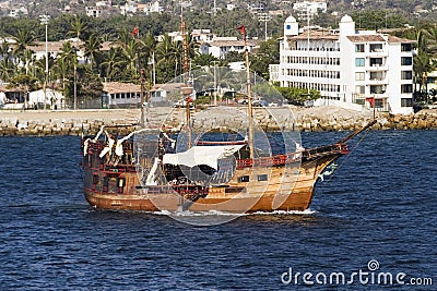 Old Pirate Ship Stock Photo