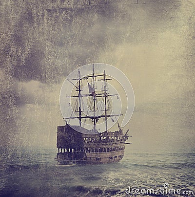 Old Pirate Ship Stock Photo