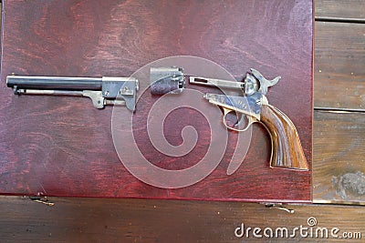 Old pistol during cleaning Stock Photo