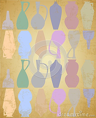 Old pitcher silhouettes Vector Illustration