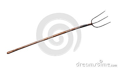 Old pitchfork isolated over white Stock Photo