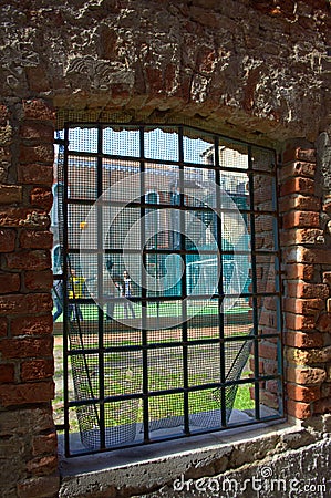 Old playground wall window Stock Photo