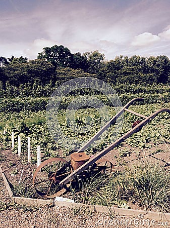 Old hand plough farming tool Stock Photo