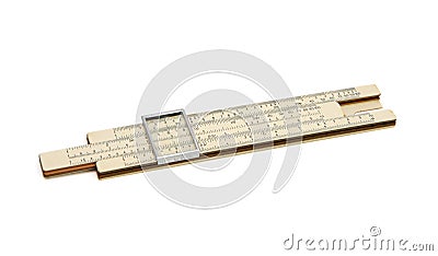 Old pocket slide rule isolated Stock Photo