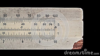 Old pocket slide rule mechanical calculator Stock Photo