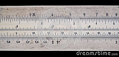 Old pocket slide rule mechanical calculator Stock Photo