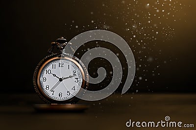 Old pocket watch on dark background Stock Photo