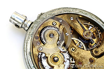 Old pocket watch rusty gear Stock Photo