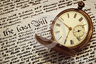 Old Pocket Watch and Will Stock Photo