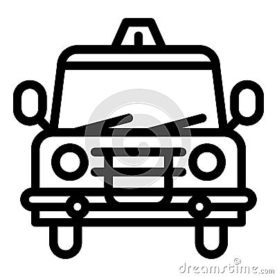 Old police car line icon. Sheriff auto vector illustration isolated on white. Retro patrol car outline style design Vector Illustration