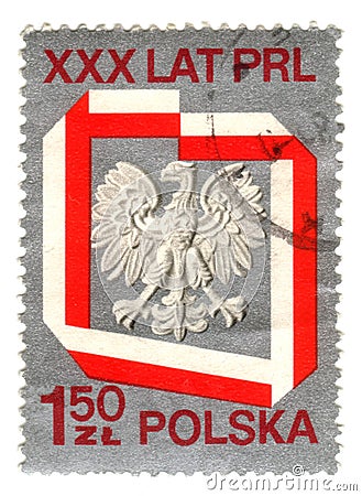 Old polish stamp with eagle Editorial Stock Photo
