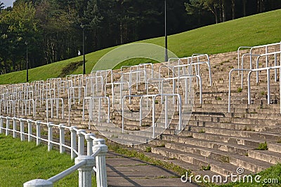 Old pontypool rugby stands Stock Photo